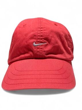 Nike Swoosh Dad Hat Red Adjustable Baseball Cap Cotton Athletic Running Golf O/S